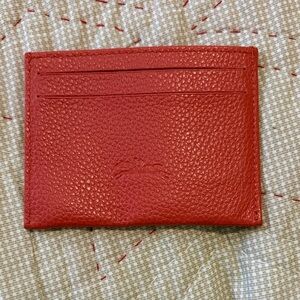 Longchamp LE FOULONNÉ CARD HOLDER Pink Leather Card Holder